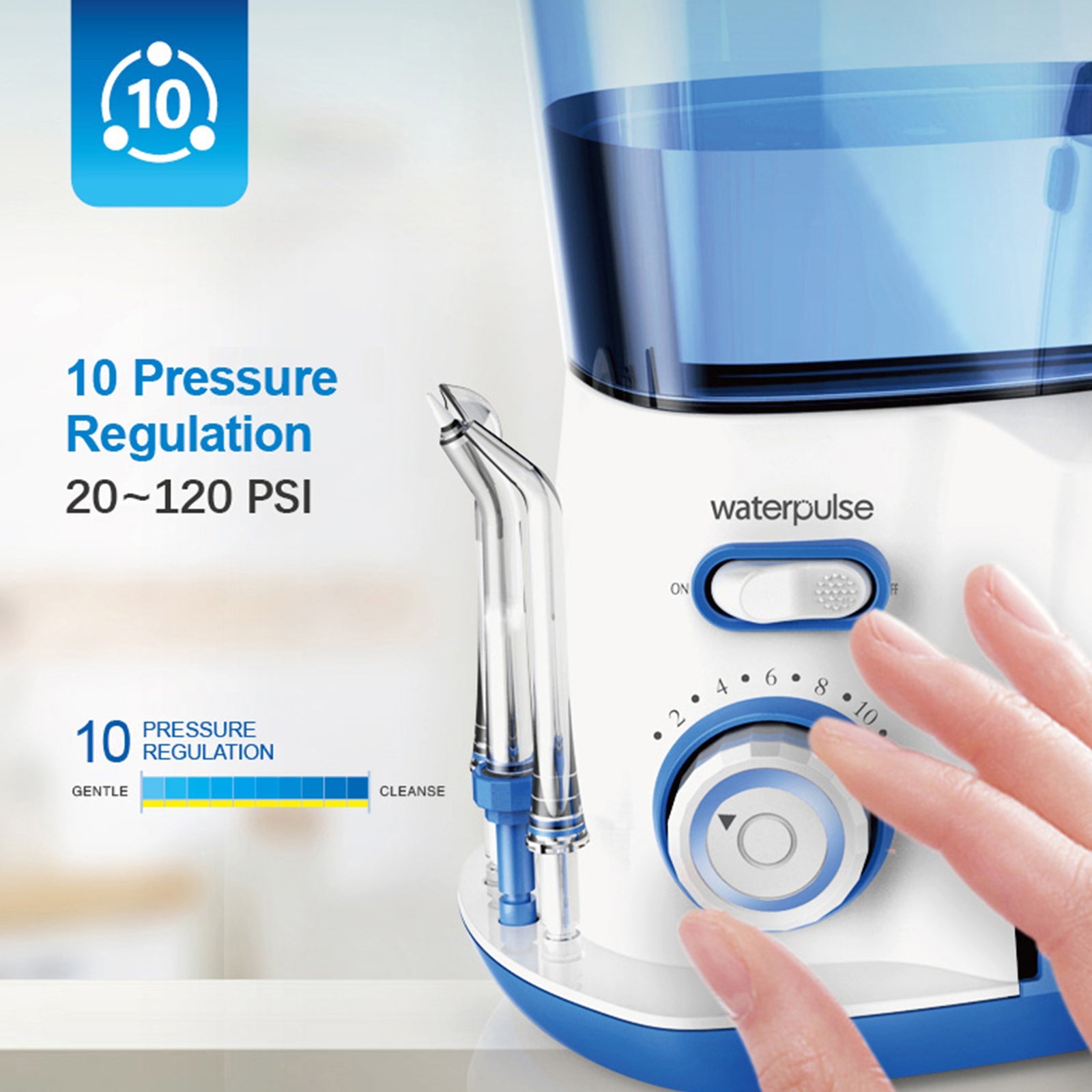 Water Flosser Oral Irrigator with 10 Adjustable Water Jet Pressures, 800ml Capacity