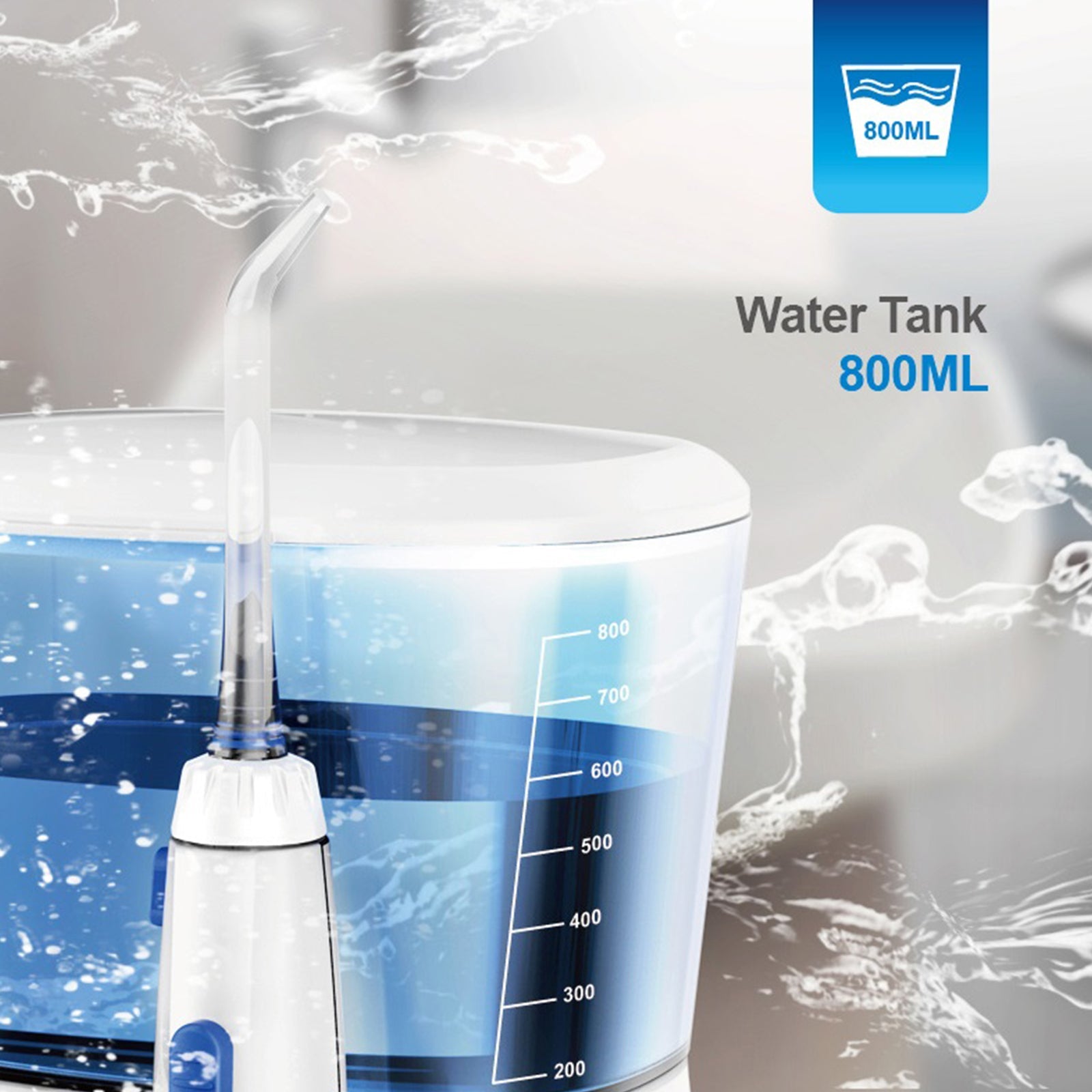 Water Flosser Oral Irrigator with 10 Adjustable Water Jet Pressures, 800ml Capacity