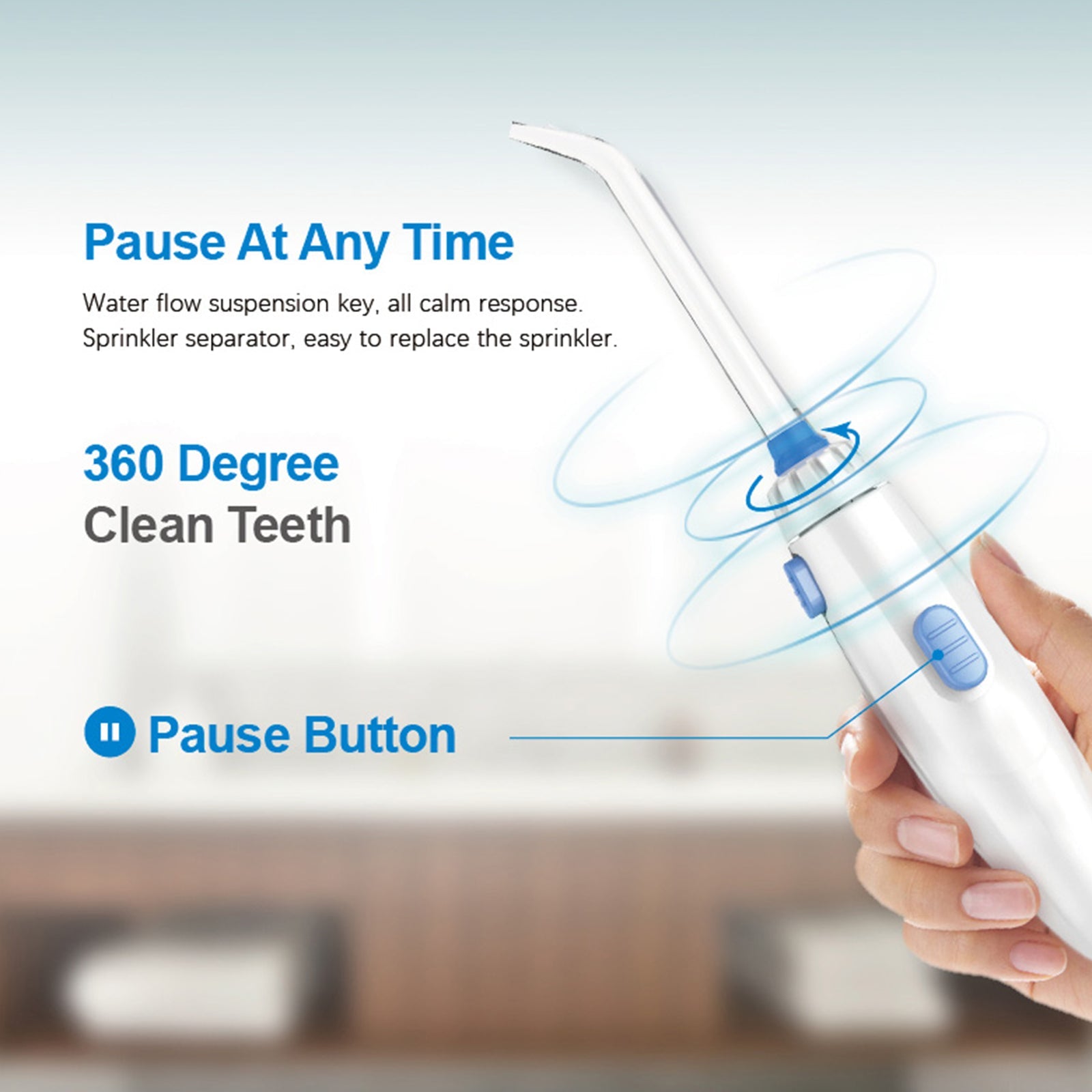 Water Flosser Oral Irrigator with 10 Adjustable Water Jet Pressures, 800ml Capacity
