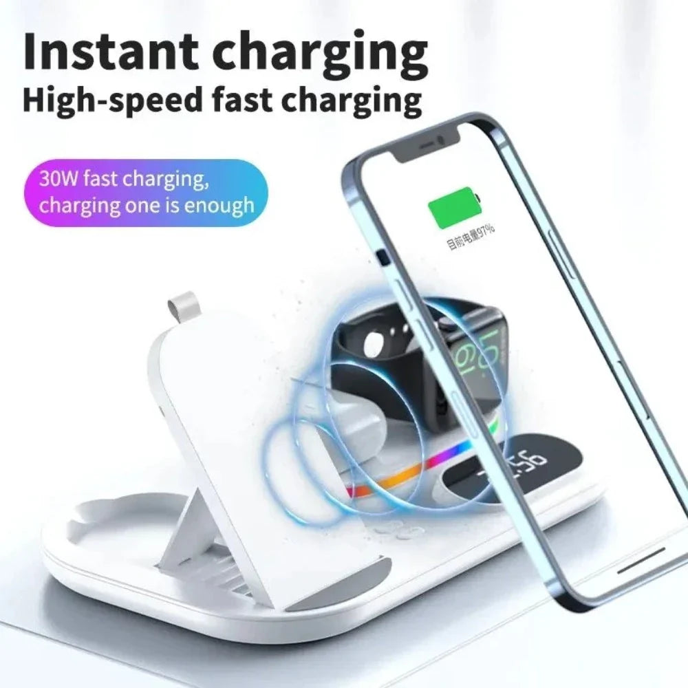 4 in 1 LED Wireless Fast Charging Station