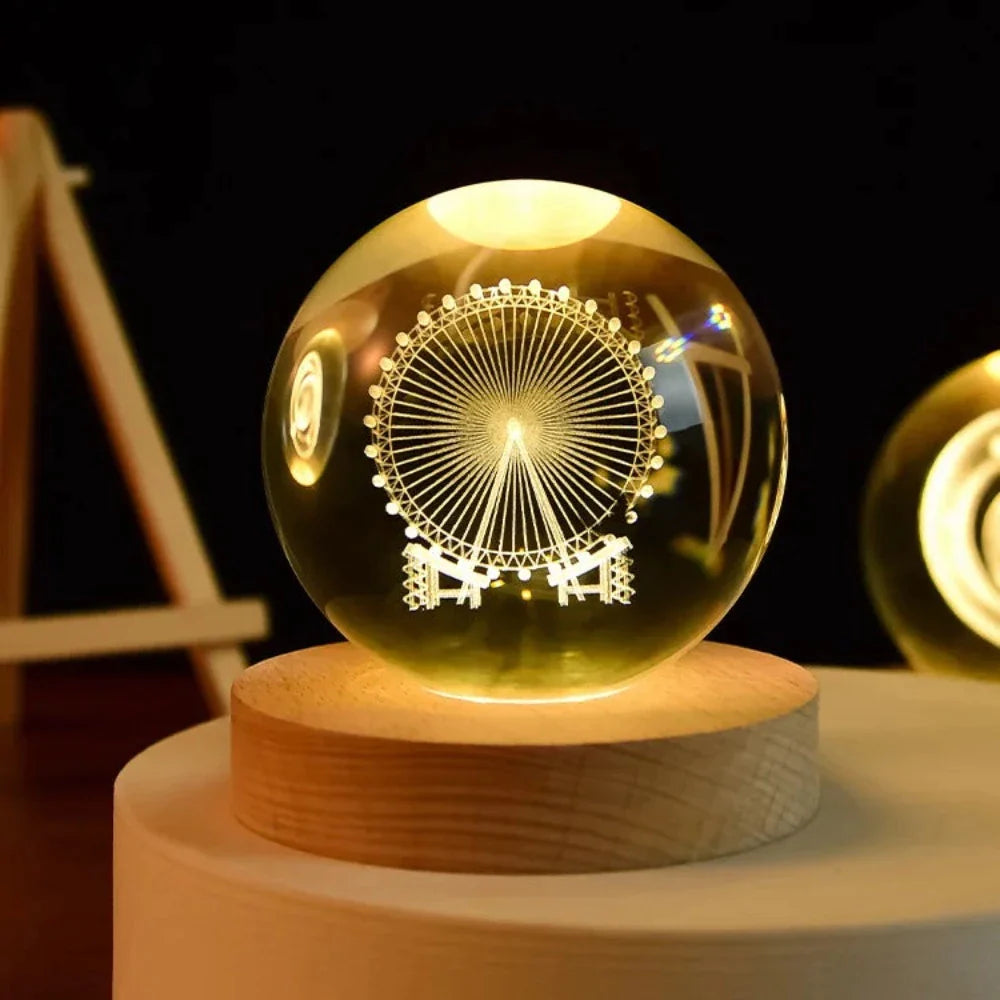 3D Laser Engraved Crystal Sphere