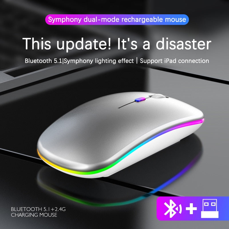Bluetooth 5.2 RGB Wireless Rechargeable Mouse