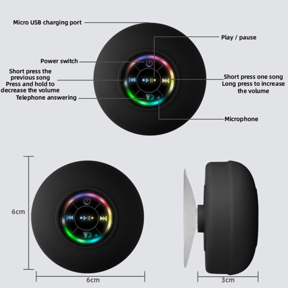 Mini Waterproof RGB Bluetooth Speaker with Microphone