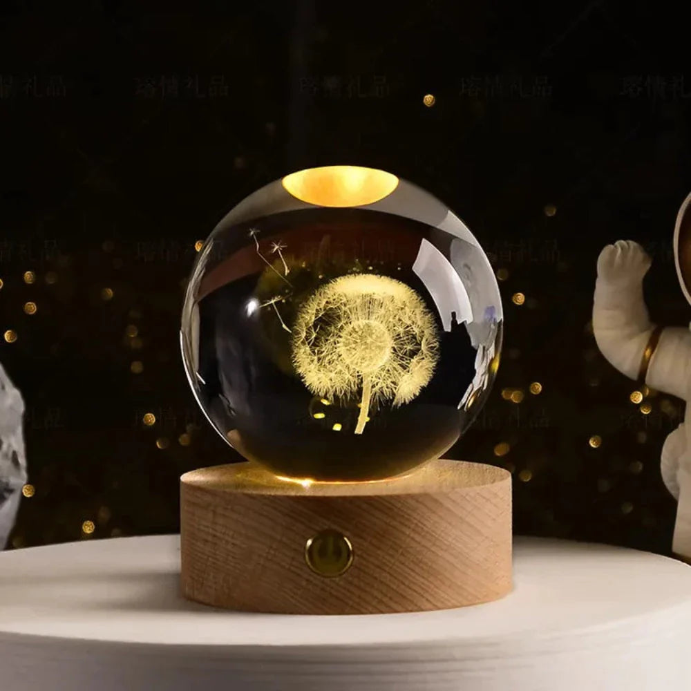 3D Laser Engraved Crystal Sphere