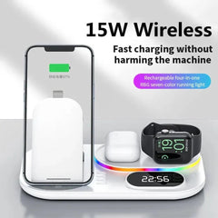 4 in 1 LED Wireless Fast Charging Station