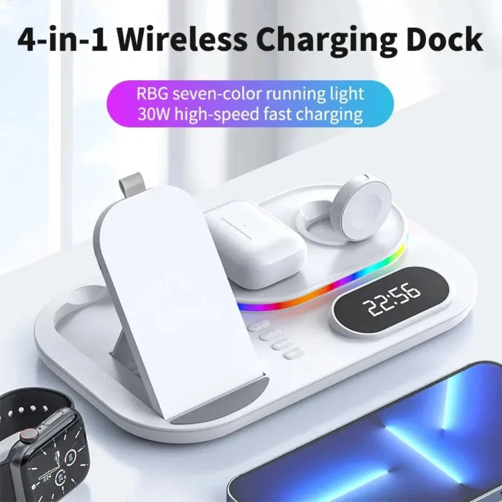 4 in 1 LED Wireless Fast Charging Station