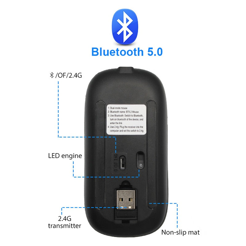 Bluetooth 5.2 RGB Wireless Rechargeable Mouse