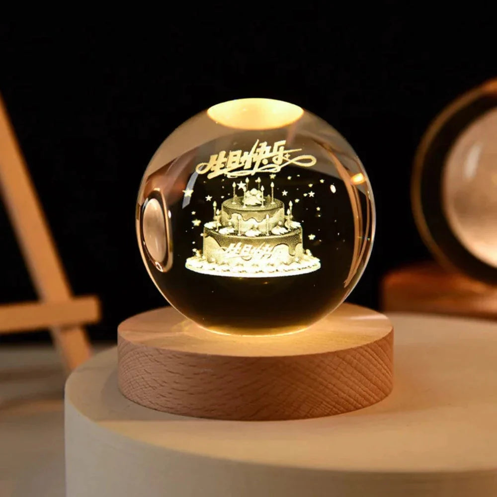 3D Laser Engraved Crystal Sphere