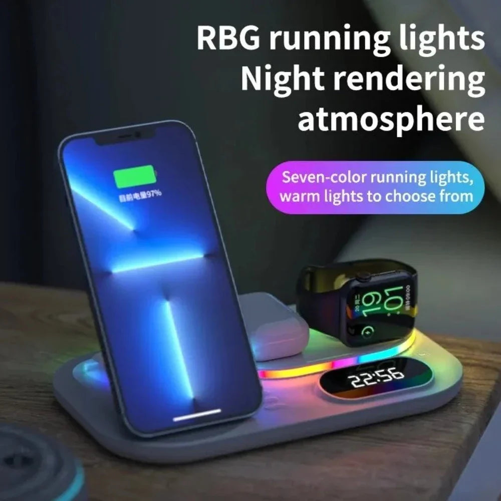 4 in 1 LED Wireless Fast Charging Station
