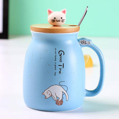 Adorable Cat Cartoon Ceramic Coffee Mug 450mL