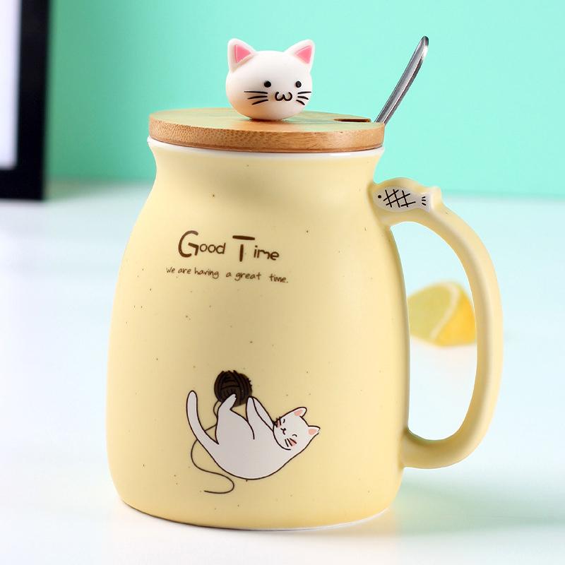 Adorable Cat Cartoon Ceramic Coffee Mug 450mL