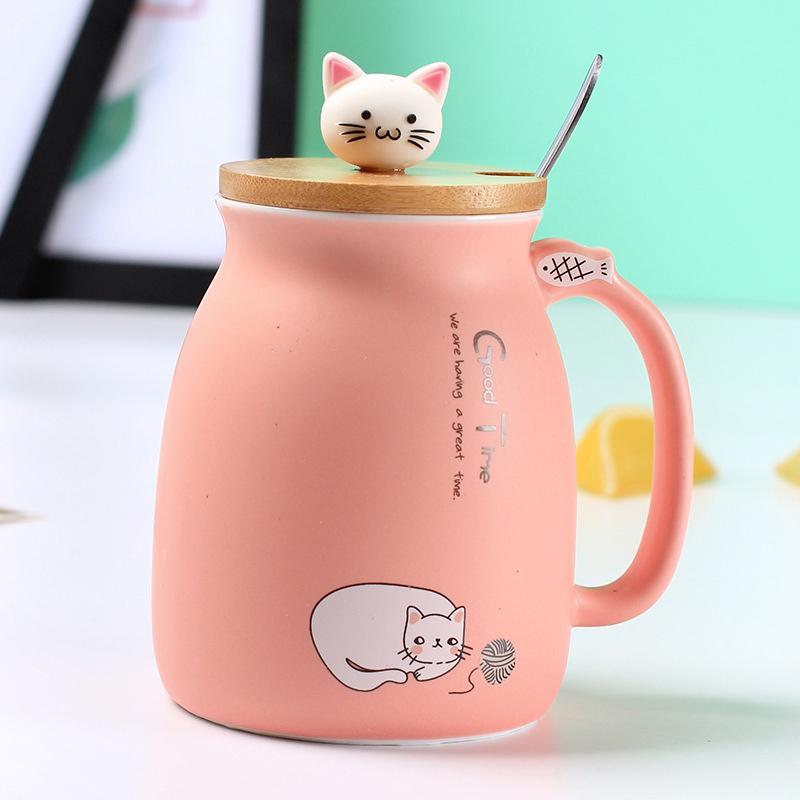 Adorable Cat Cartoon Ceramic Coffee Mug 450mL