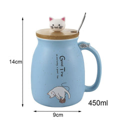 Adorable Cat Cartoon Ceramic Coffee Mug 450mL