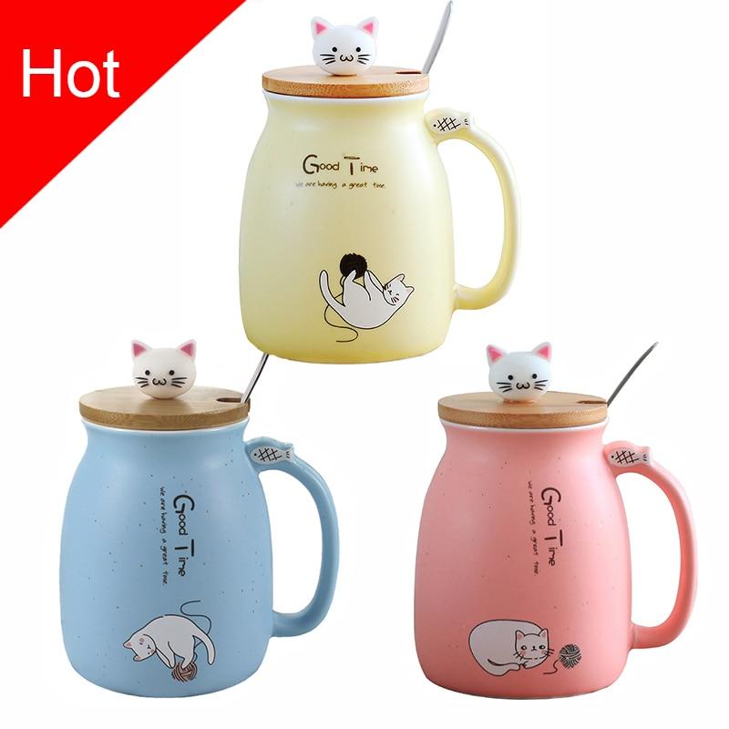 Adorable Cat Cartoon Ceramic Coffee Mug 450mL