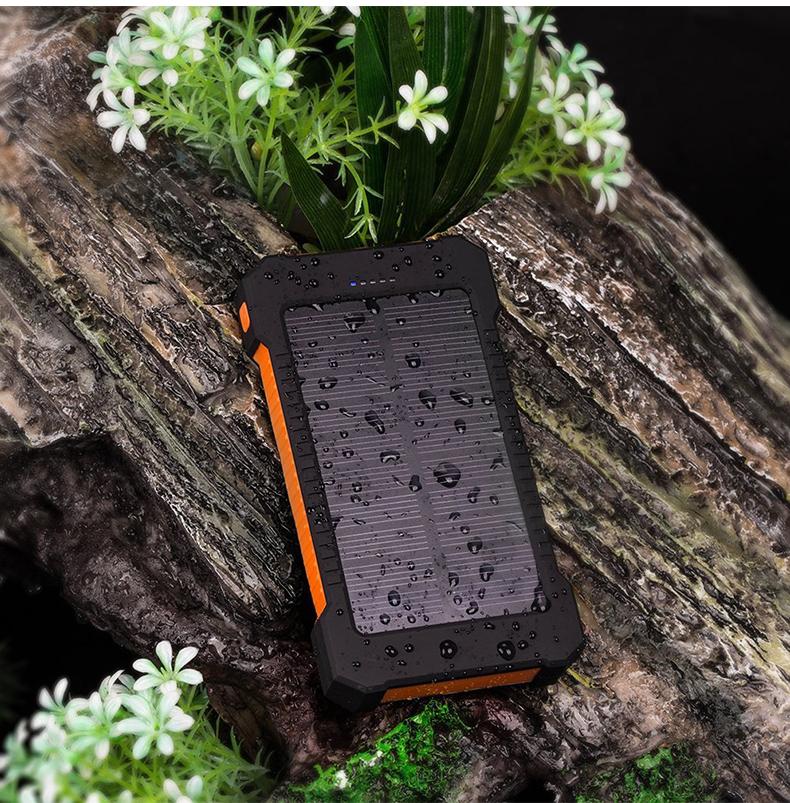 10000mAh Solar Power Bank Waterproof Solar External Battery